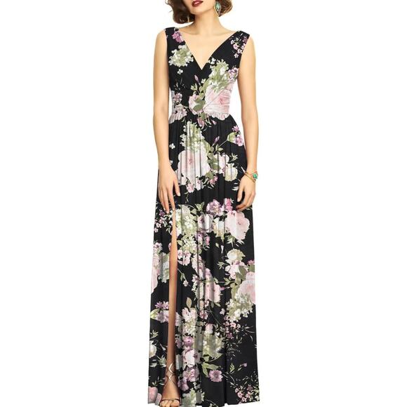 NEW! Dessy Collection Size 4 Floral Maxi Dress w/ Front Slit $273 msrp J3-11 - Picture 1 of 11